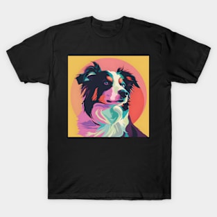 Retro Border Collie: Pastel Pup Revival T-Shirt